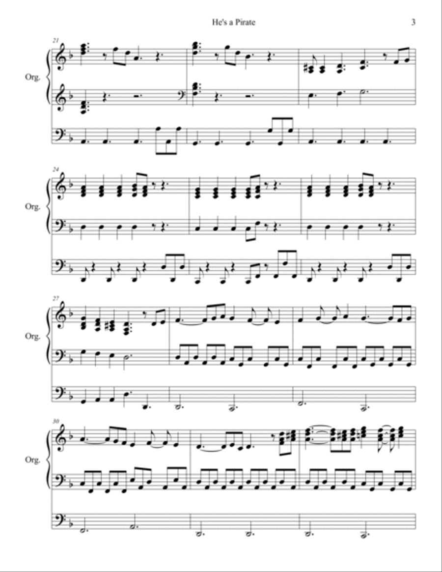 He's A Pirate Organ Solo scores gallery preview page 3