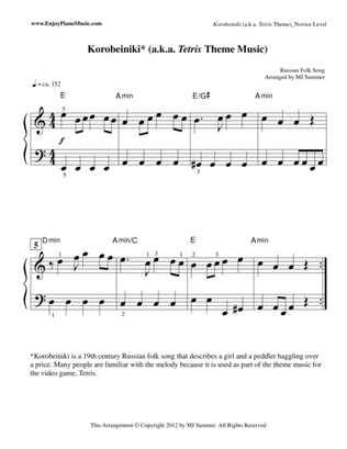 Tetris/Korobeiniki Theme--Piano Solo at Intermediate Level