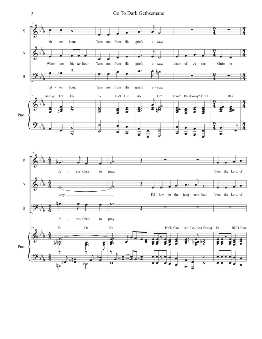 Go To Dark Gethsemane (SAB) 3-Part scores gallery preview page 2
