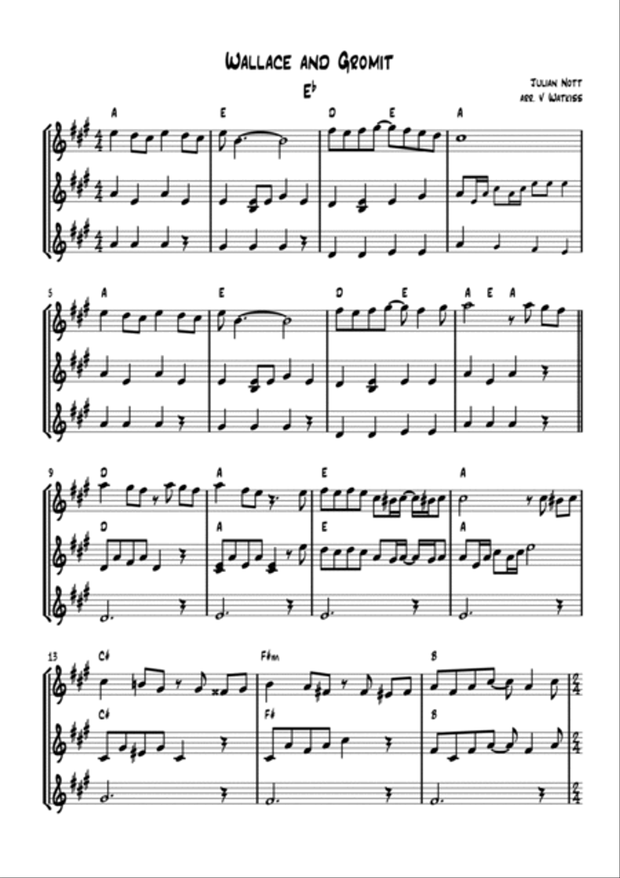 Wallace And Gromit Theme Large Ensemble scores gallery preview page 5