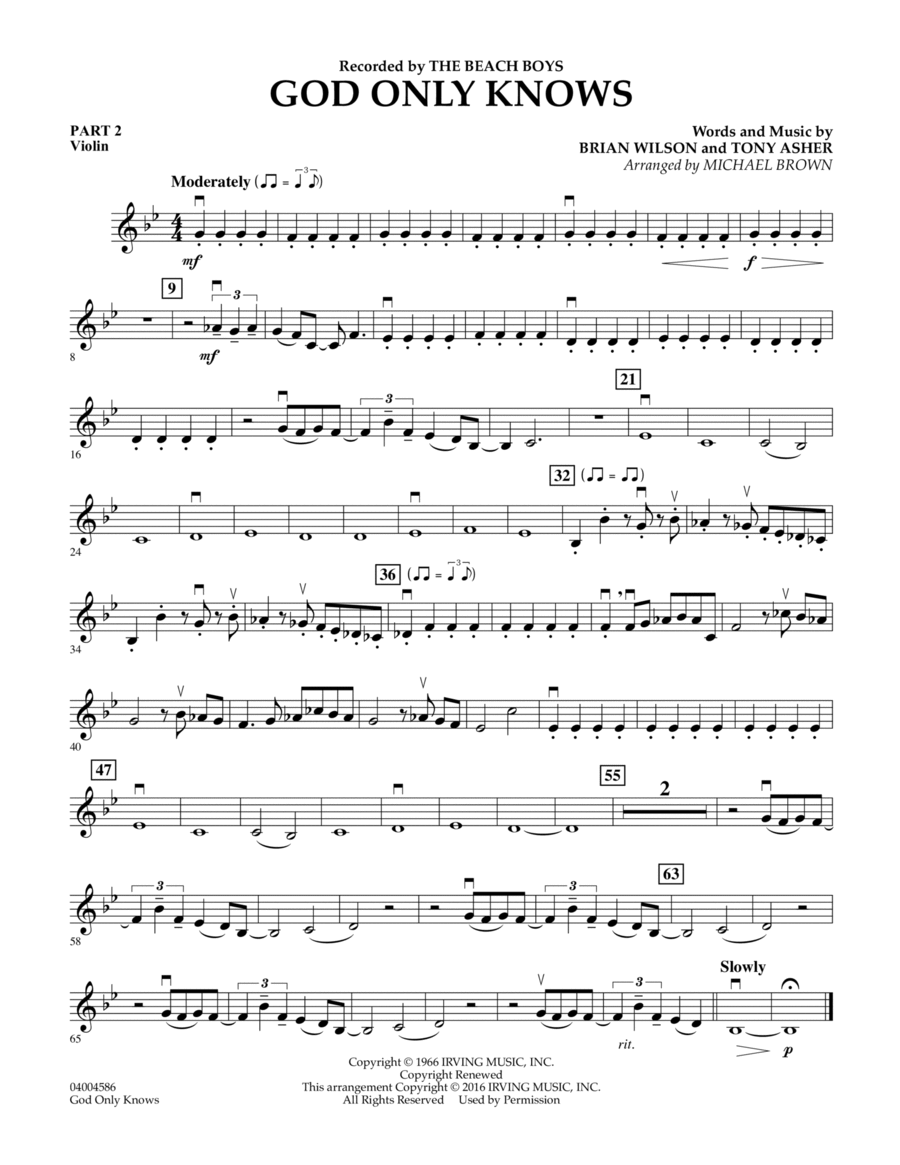 God Only Knows - Pt.2 - Violin Concert Band scores gallery preview page 1
