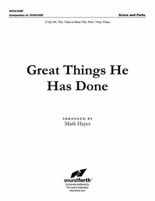 Great Things He Has Done - Brass and Percussion Score and Parts