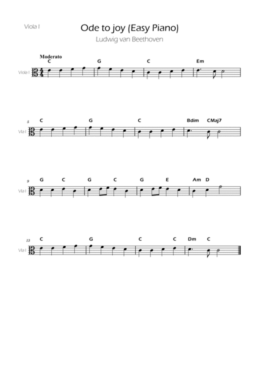 Ode To Joy - Easy Viola Quartet image number null