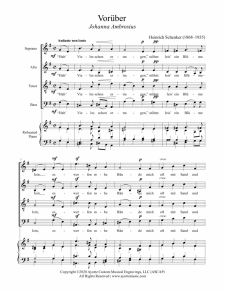 Heinrich Schenker - Voruber, Op. 7, No. 3 for Mixed Choir A Cappella