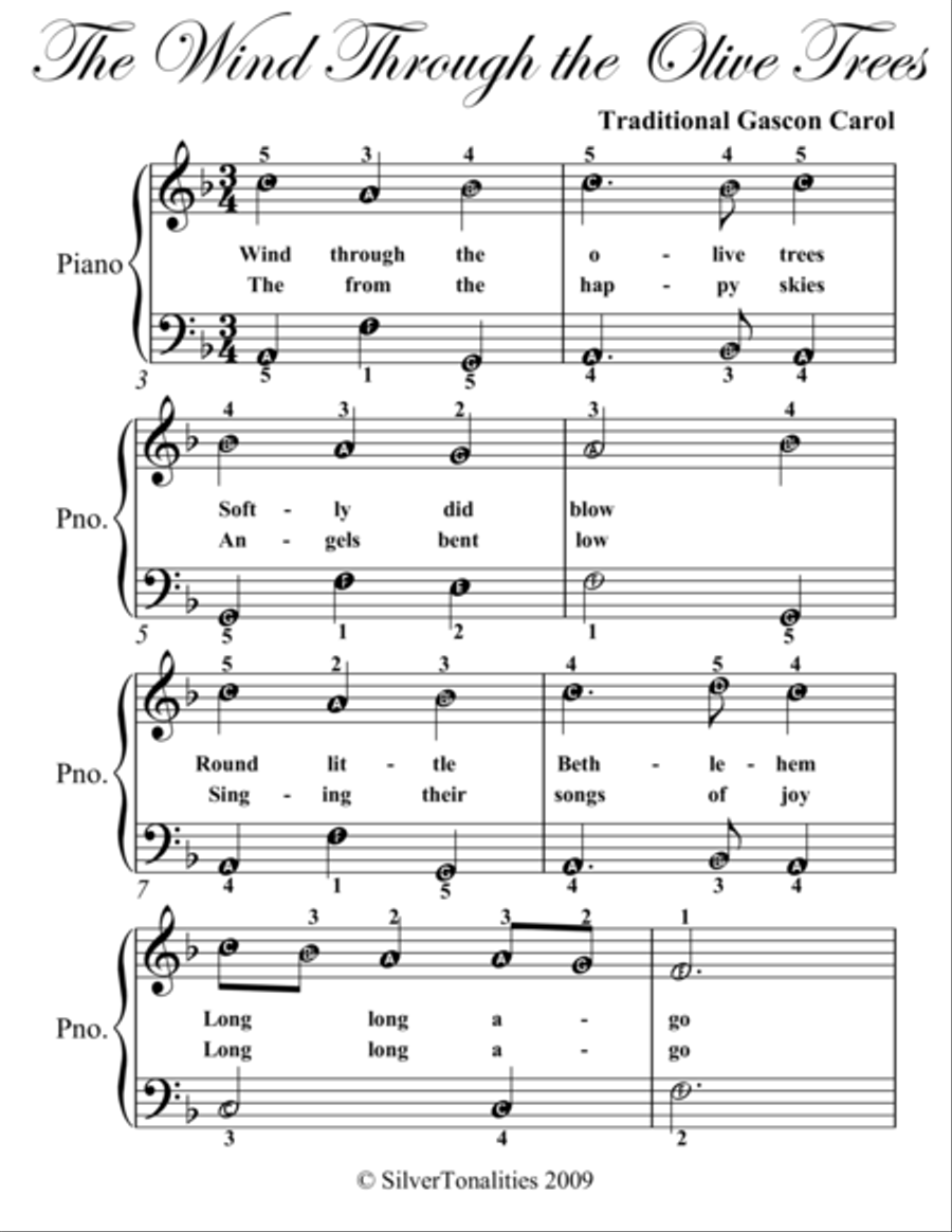 Wind Through the Olive Trees Easy Piano Sheet Music Easy Piano scores gallery preview page 2