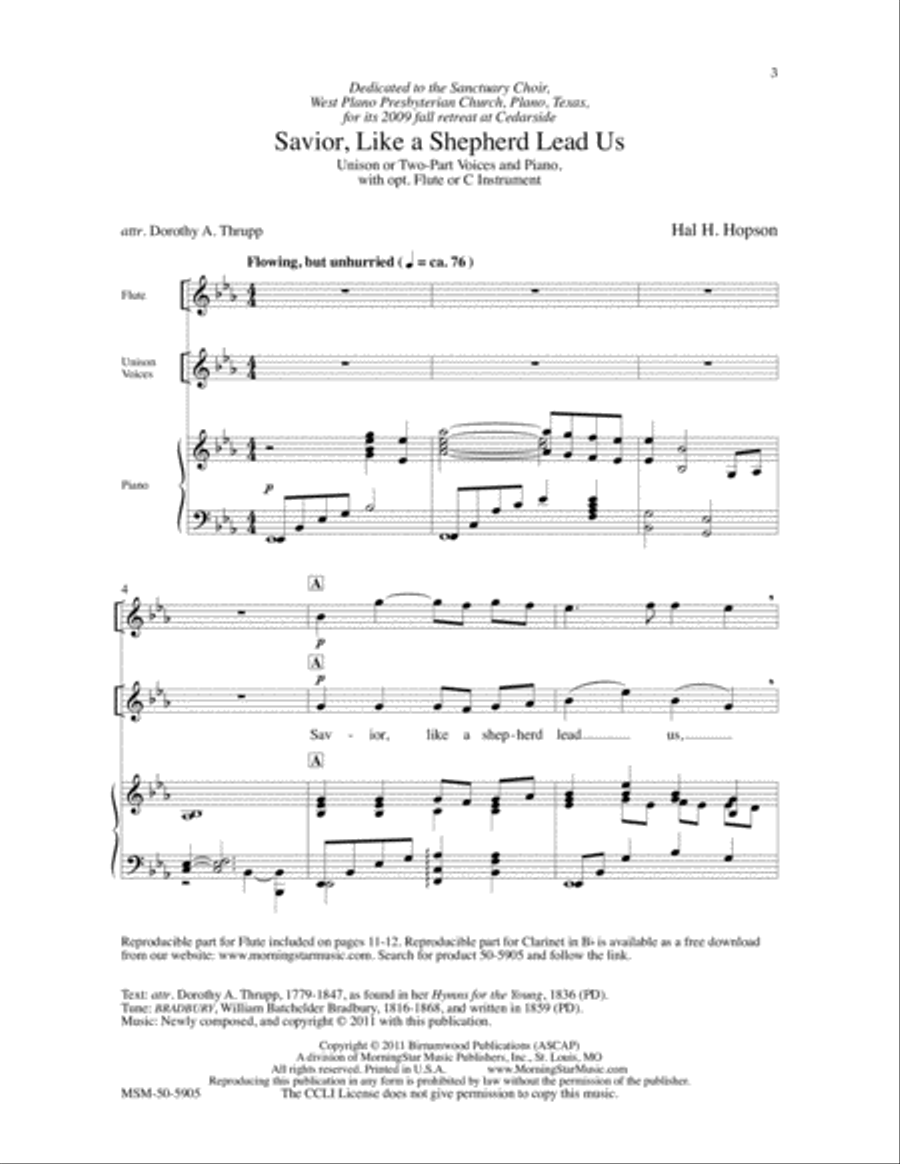Savior, Like a Shepherd Lead Us Unison Choir scores gallery preview page 2