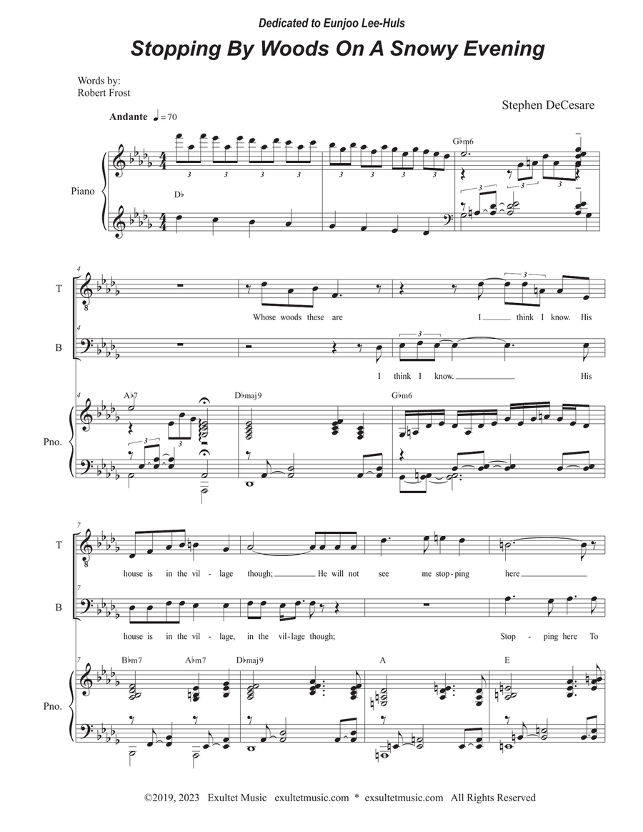 Stopping By Woods On A Snowy Evening (Duet for Tenor and Bass Solo) Tenor Voice scores gallery preview page 1