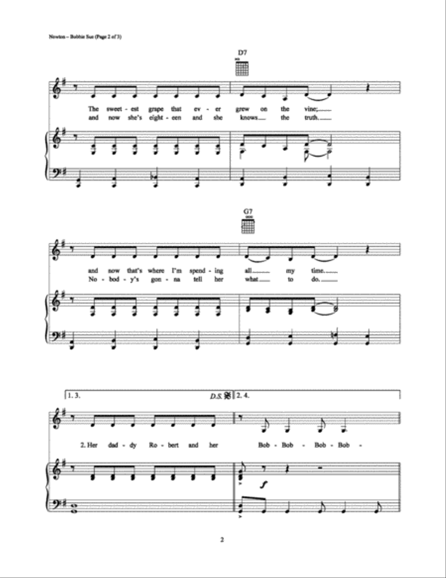 Bobbie Sue Piano, Vocal, Guitar scores gallery preview page 2
