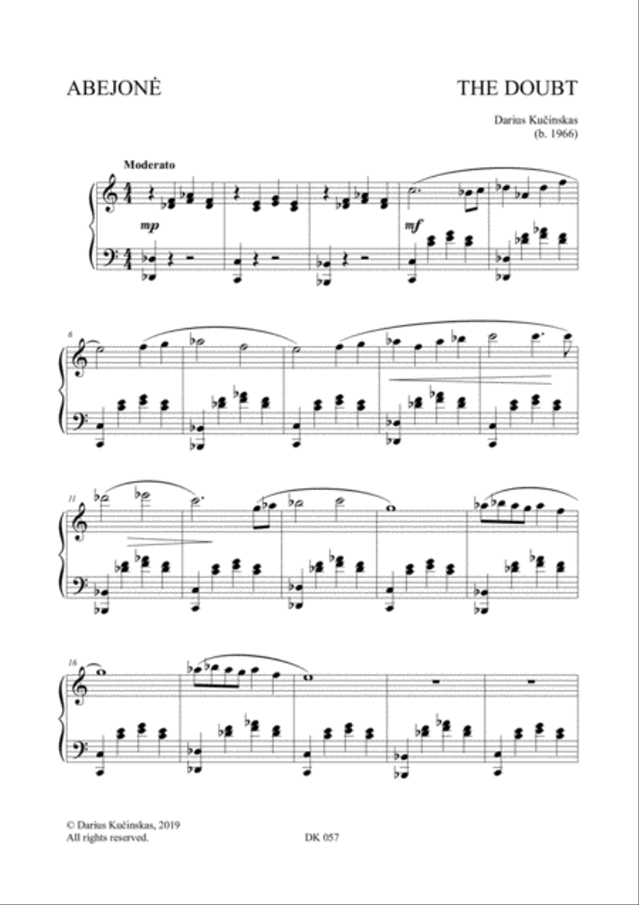 The Doubt The Doubt Easy Piano scores gallery preview page 1