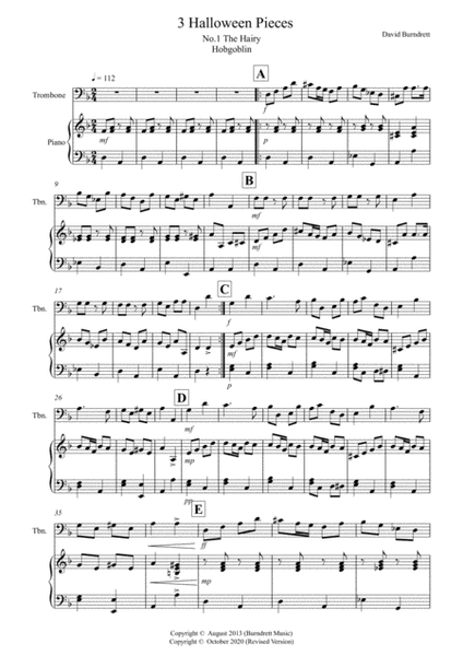 3 Halloween Pieces for Trombone And Piano image number null