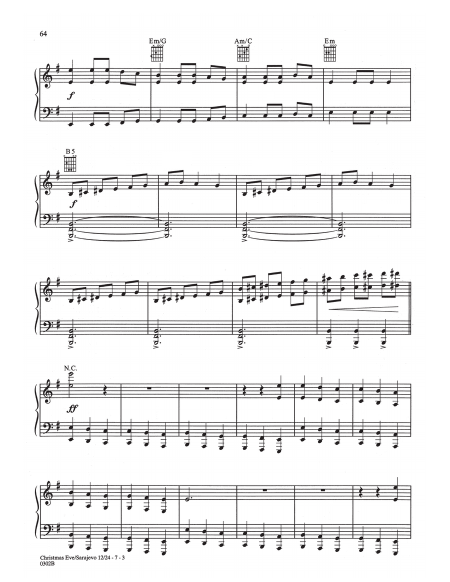 Christmas Eve/Sarajevo 12/24 Piano Solo scores gallery preview page 3