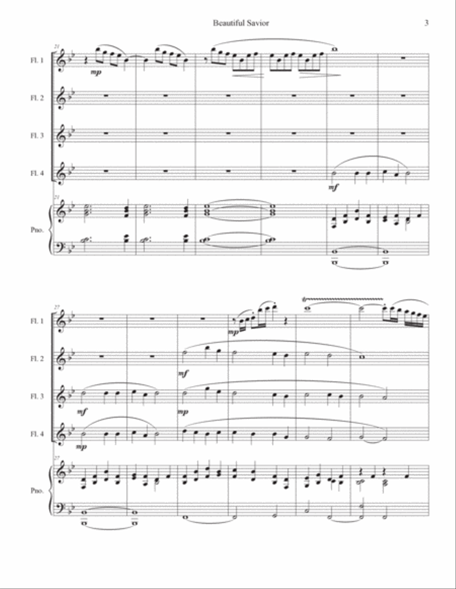 Beautiful Savior, Flute Quartet Flute Solo scores gallery preview page 4