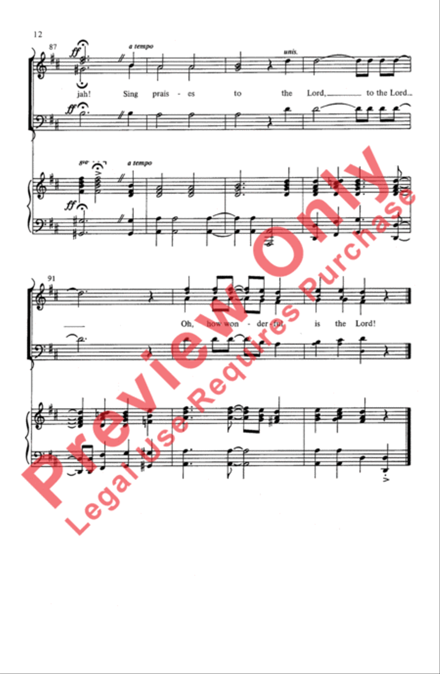 Oh, How Wonderful Is the Lord 3-Part scores gallery preview page 12