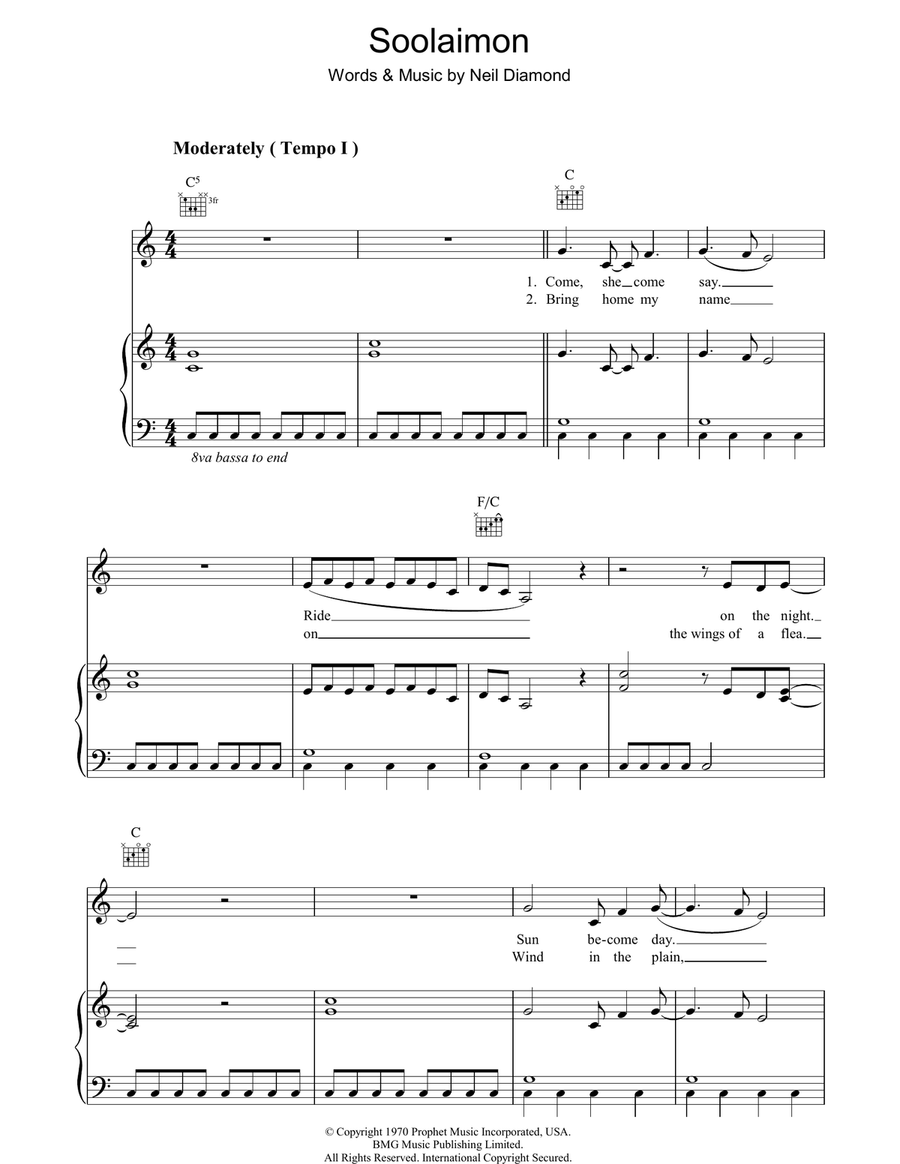 Soolaimon Piano, Vocal, Guitar scores gallery preview page 1