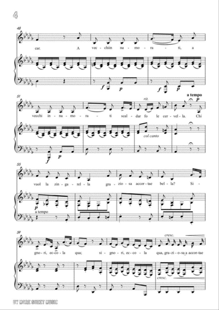 Paisiello-Chi Vuol la zingarella in D flat Major,for Voice and Piano Voice Solo scores gallery preview page 6