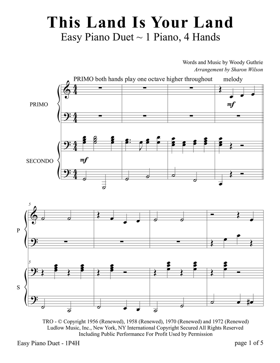 This Land Is Your Land Easy Piano scores gallery preview page 4