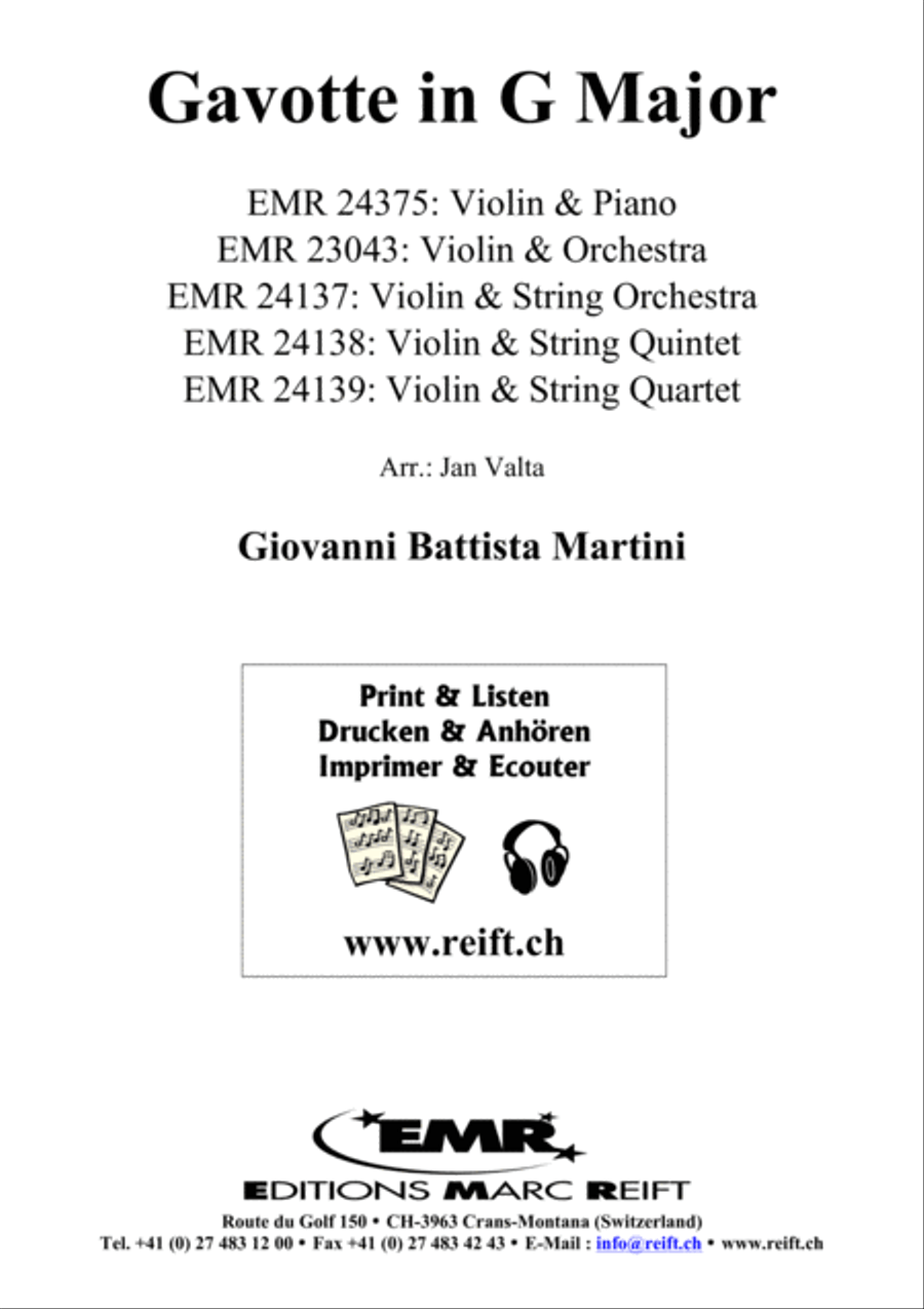 Gavotte in G Major Violin Solo scores gallery preview page 1