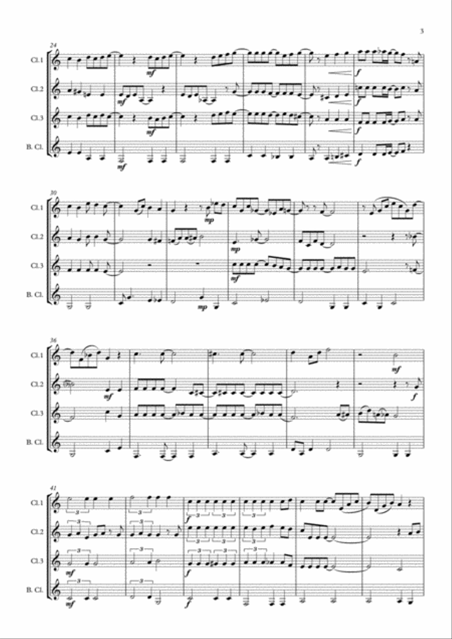 Thank You For The Music Clarinet Quartet scores gallery preview page 3