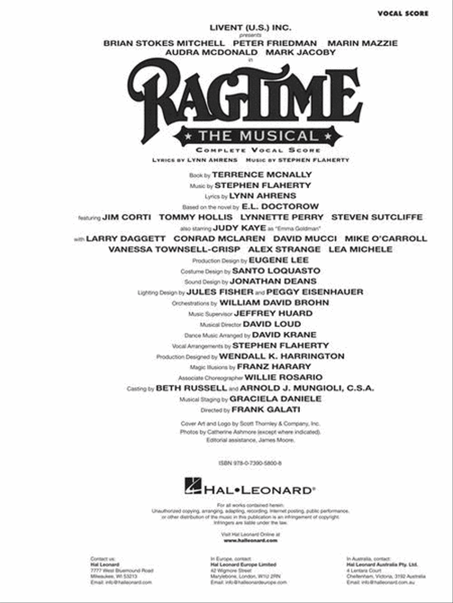 Ragtime the Musical Ragtime the Musical Piano, Vocal, Guitar scores gallery preview page 4