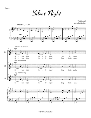 Book cover for Silent Night for SSA plus piano