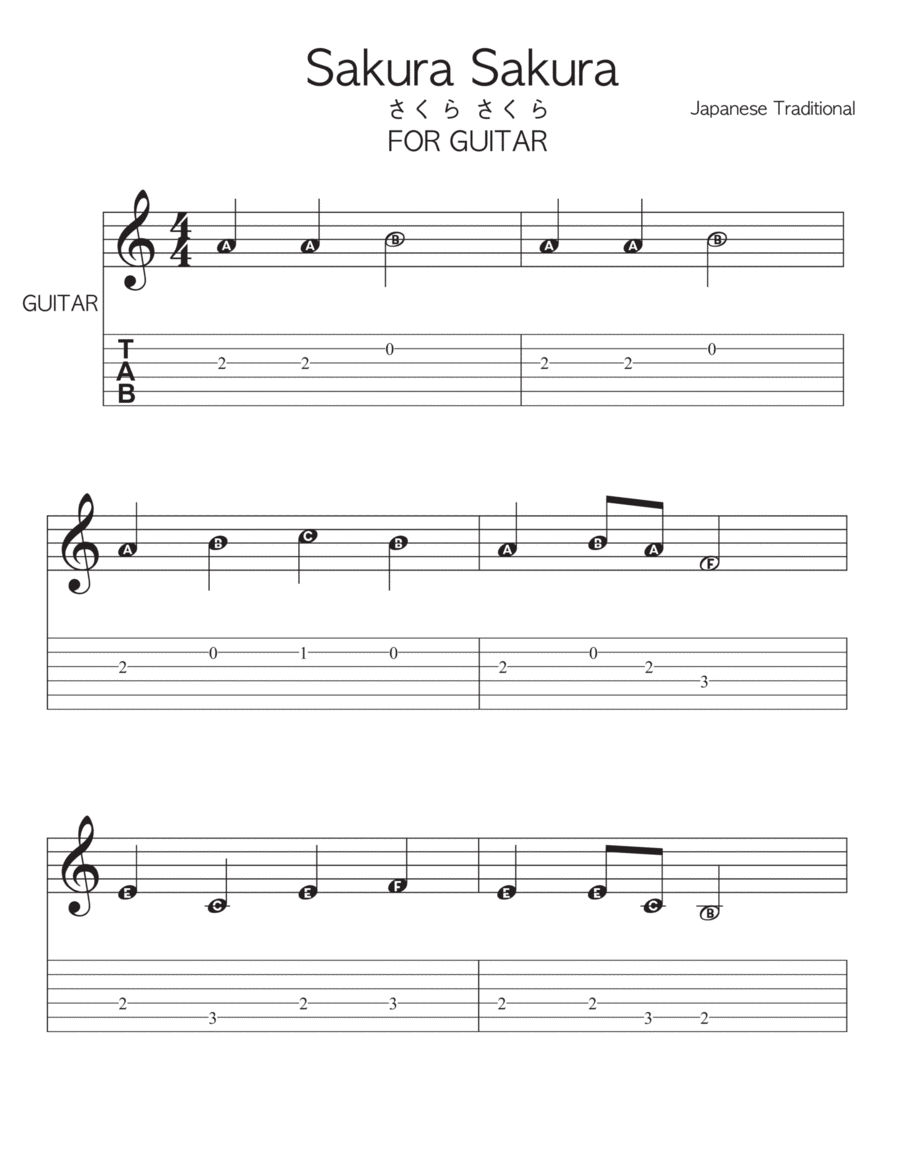 Sakura Sakura Classical Guitar scores gallery preview page 1