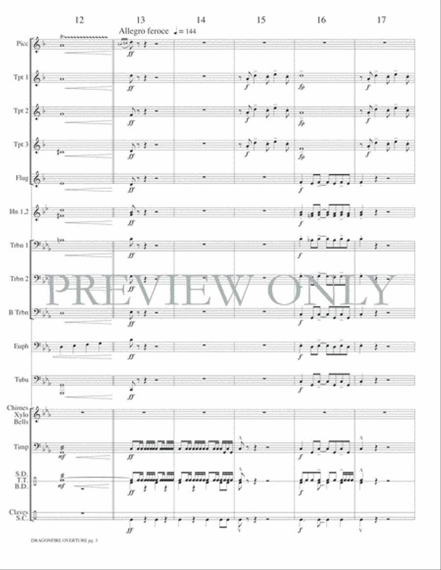 Dragonfire Overture Small Ensemble scores gallery preview page 5