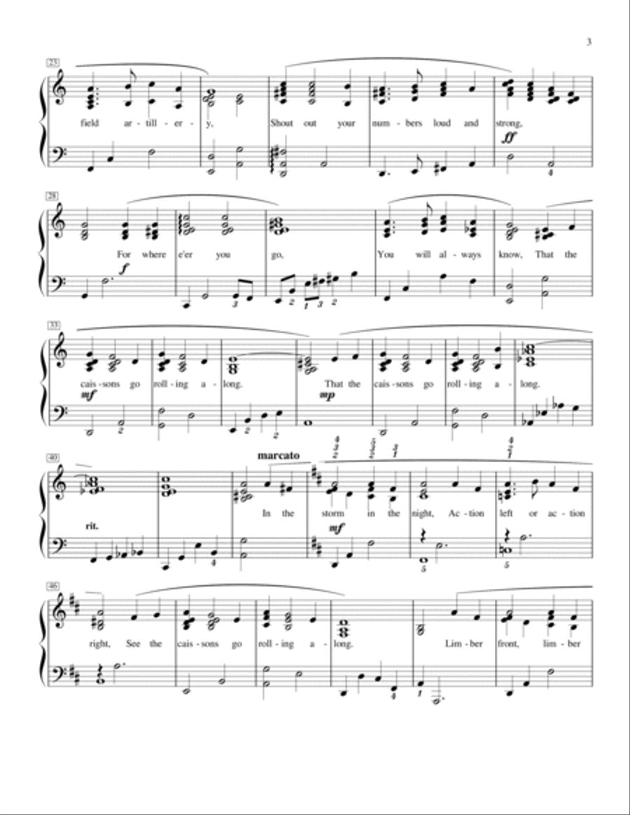 The Army Song (The Caissons Go Rolling Along) Piano Method scores gallery preview page 3