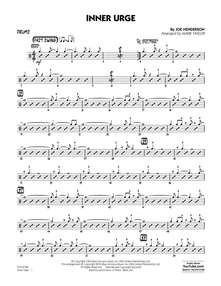 Inner Urge - Drums Inner Urge - Drums Drums scores gallery preview page 1
