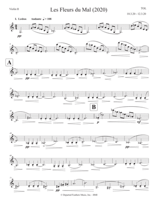 Les Fleurs du Mal (2020) for soprano and string quartet, violin 2 part