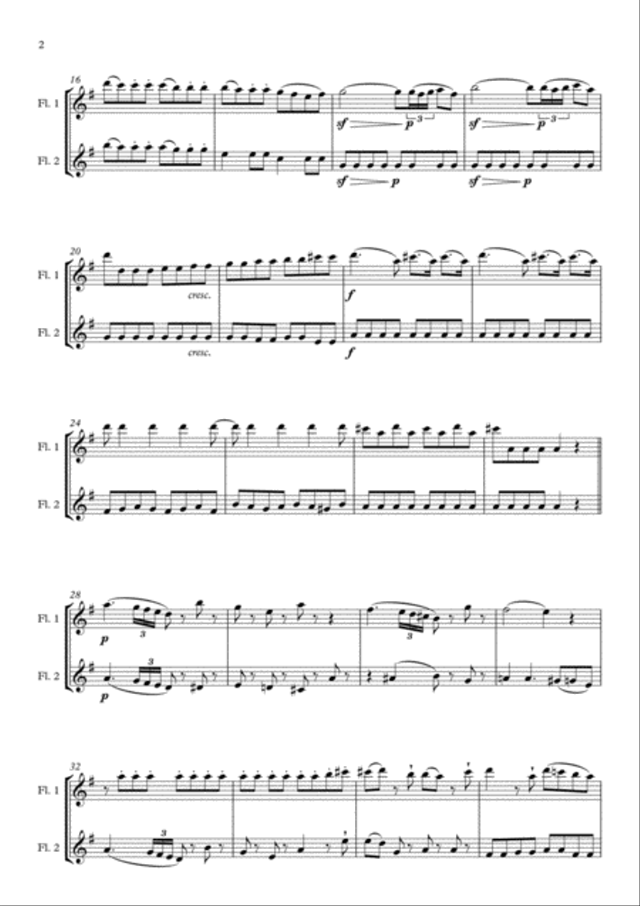 Eine Kleine Nachtmusik arranged for Flute Duet Flute Duet scores gallery preview page 4
