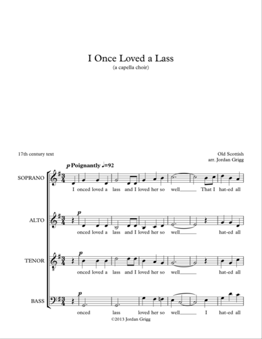 I Once Loved a Lass (a capella choir) 4-Part scores gallery preview page 1