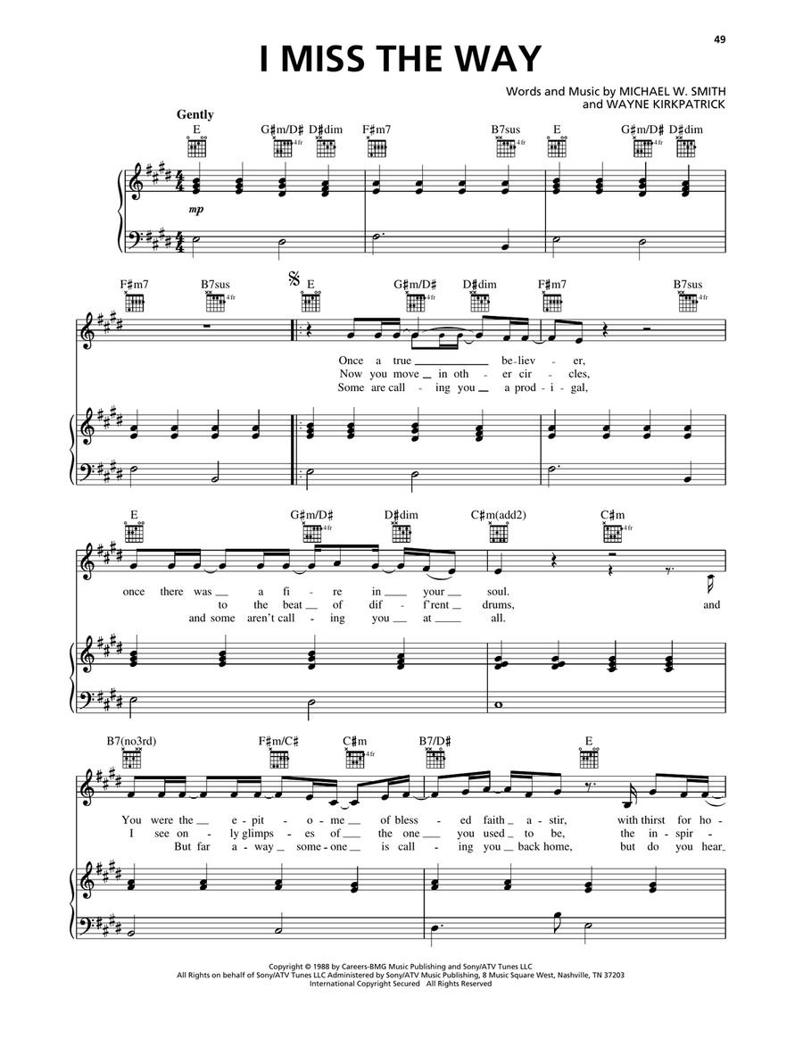 I Miss The Way Piano, Vocal, Guitar scores gallery preview page 1