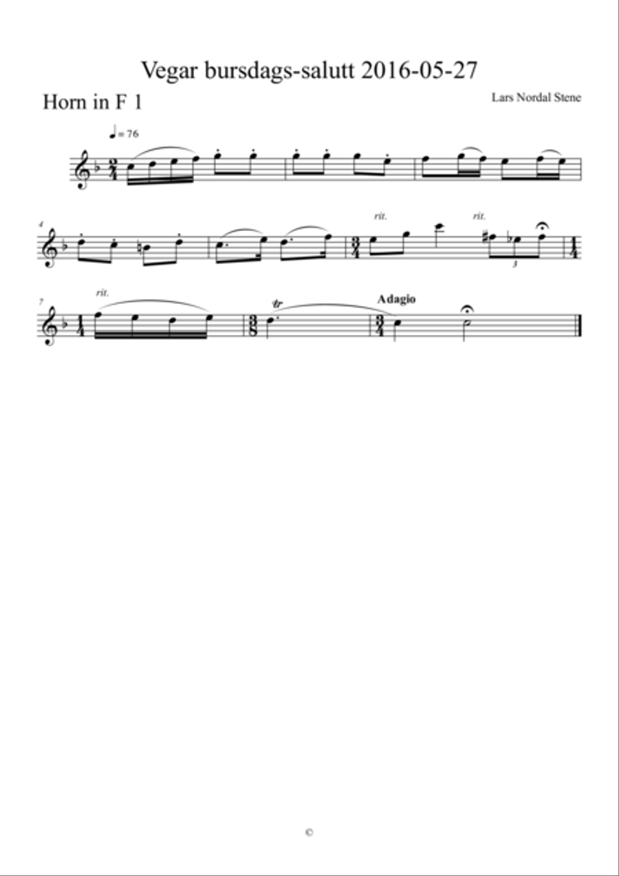 4 horns, joyful salute (18 seconds) Brass Ensemble scores gallery preview page 2