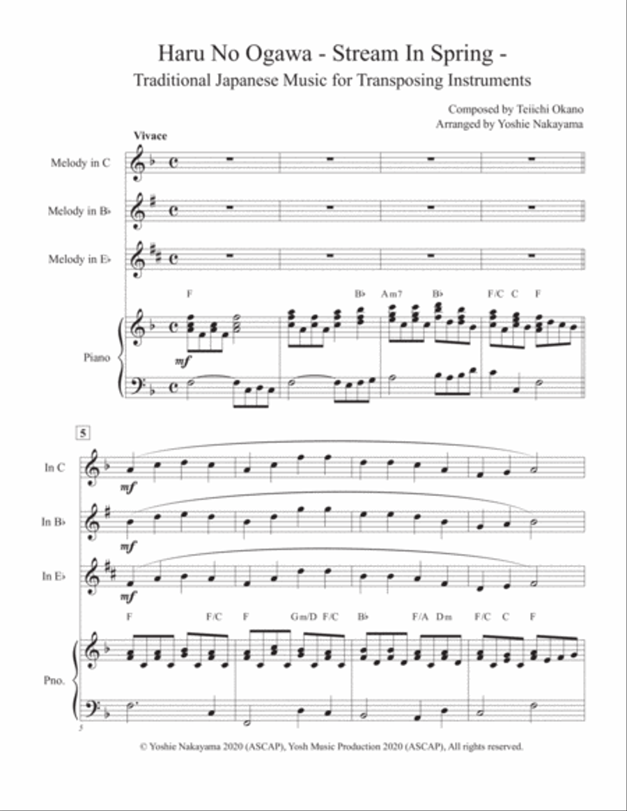 Haru No Ogawa - Stream In Spring Alto Saxophone scores gallery preview page 1