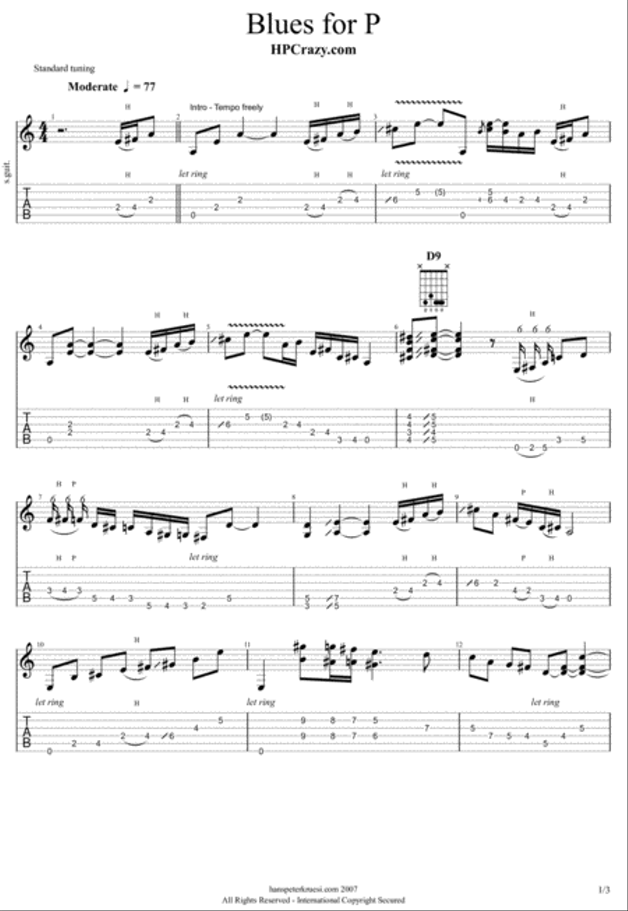 Blues for P Electric Guitar scores gallery preview page 1