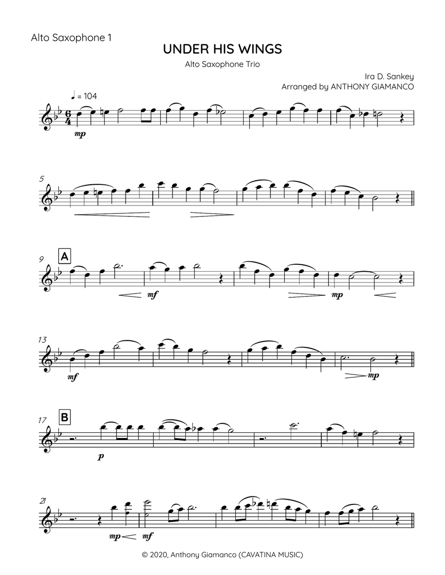Under His Wings (alto saxophone trio) Woodwind Trio scores gallery preview page 6