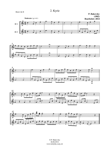 P. Bakovsky: Music for St. Hubert's Day (Hubertusmesse) for 2 (Hunting) Horns image number null