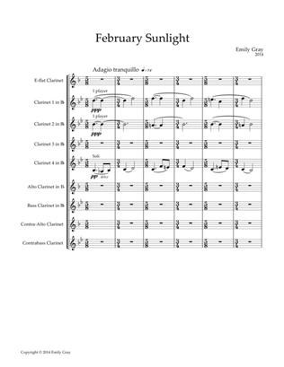 Book cover for February Sunlight for Clarinet Choir (Score)