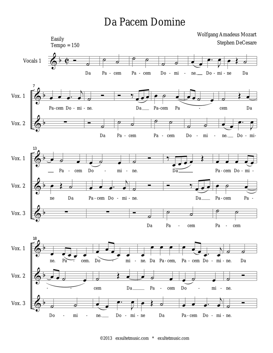 Da Pacem Domine SSA scores gallery preview page 1
