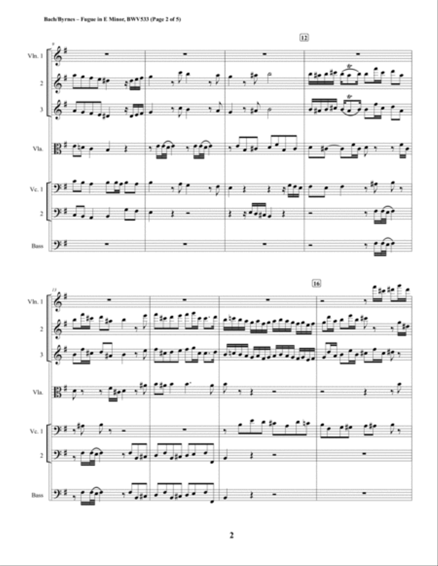 Fugue in E Minor, BWV 533 (String Orchestra) String Orchestra scores gallery preview page 2