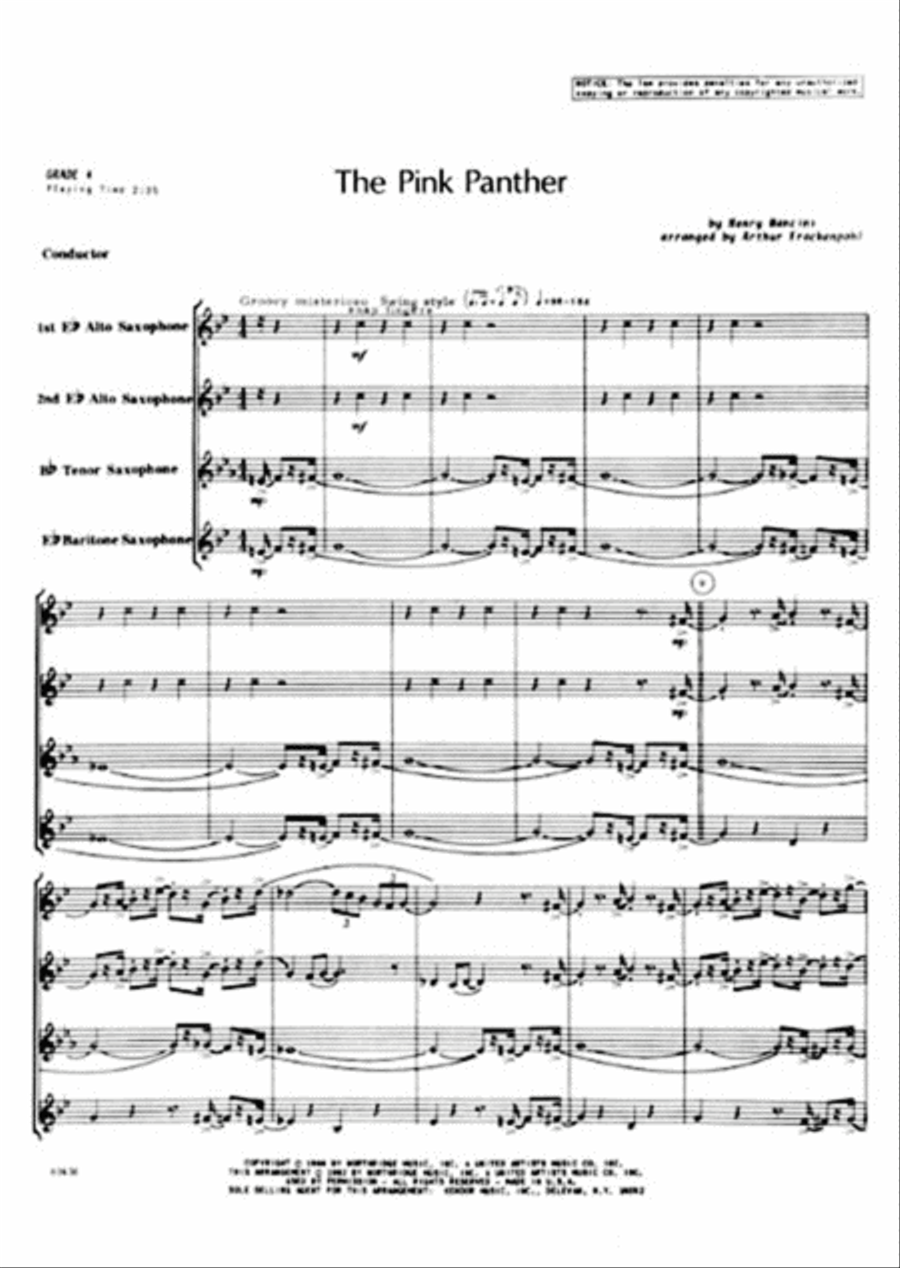 The Pink Panther Saxophone Quartet scores gallery preview page 2