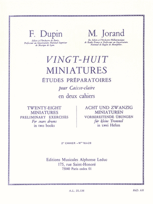 Book cover for Twenty-eight Miniatures, Preliminary Exercises - Vol.