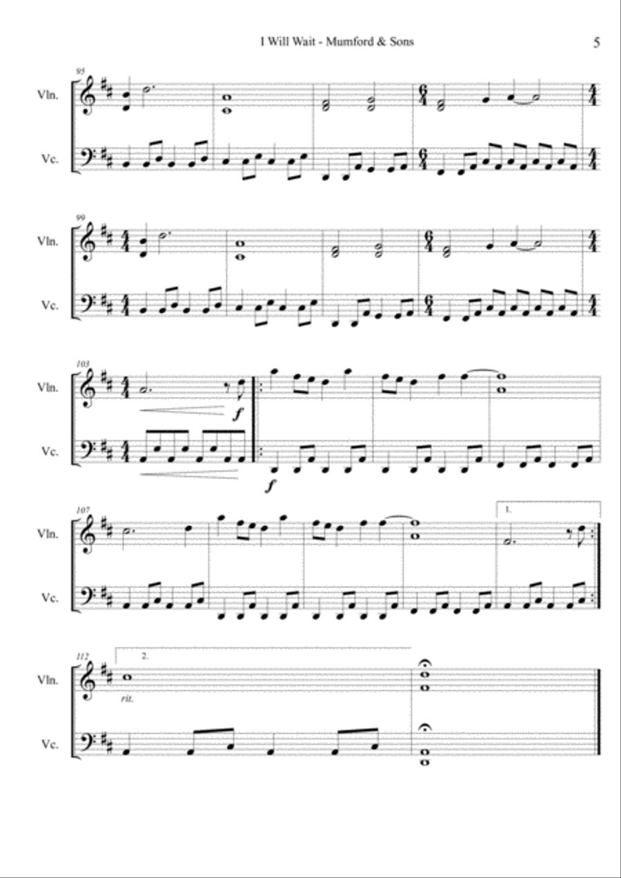 I Will Wait Set of Parts scores gallery preview page 5