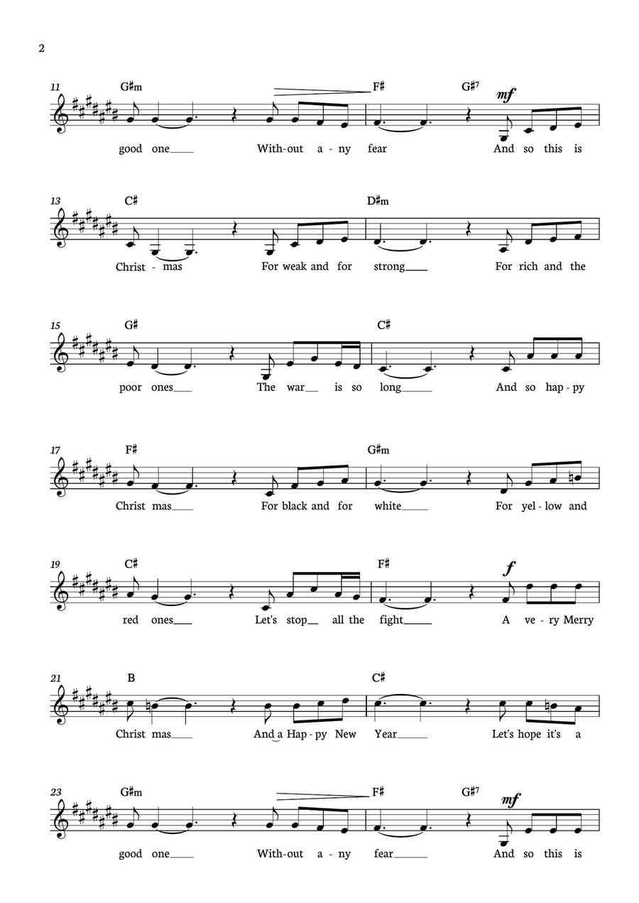 Happy Xmas (war Is Over) Acoustic Guitar scores gallery preview page 2