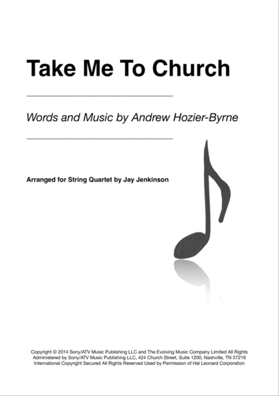 Take Me To Church String Quartet scores gallery preview page 1
