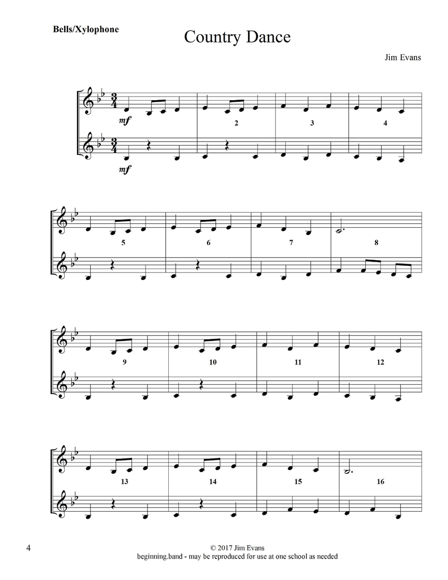 Elementary Duets, Volume 1, for Bells/Xylophone Percussion Ensemble scores gallery preview page 4