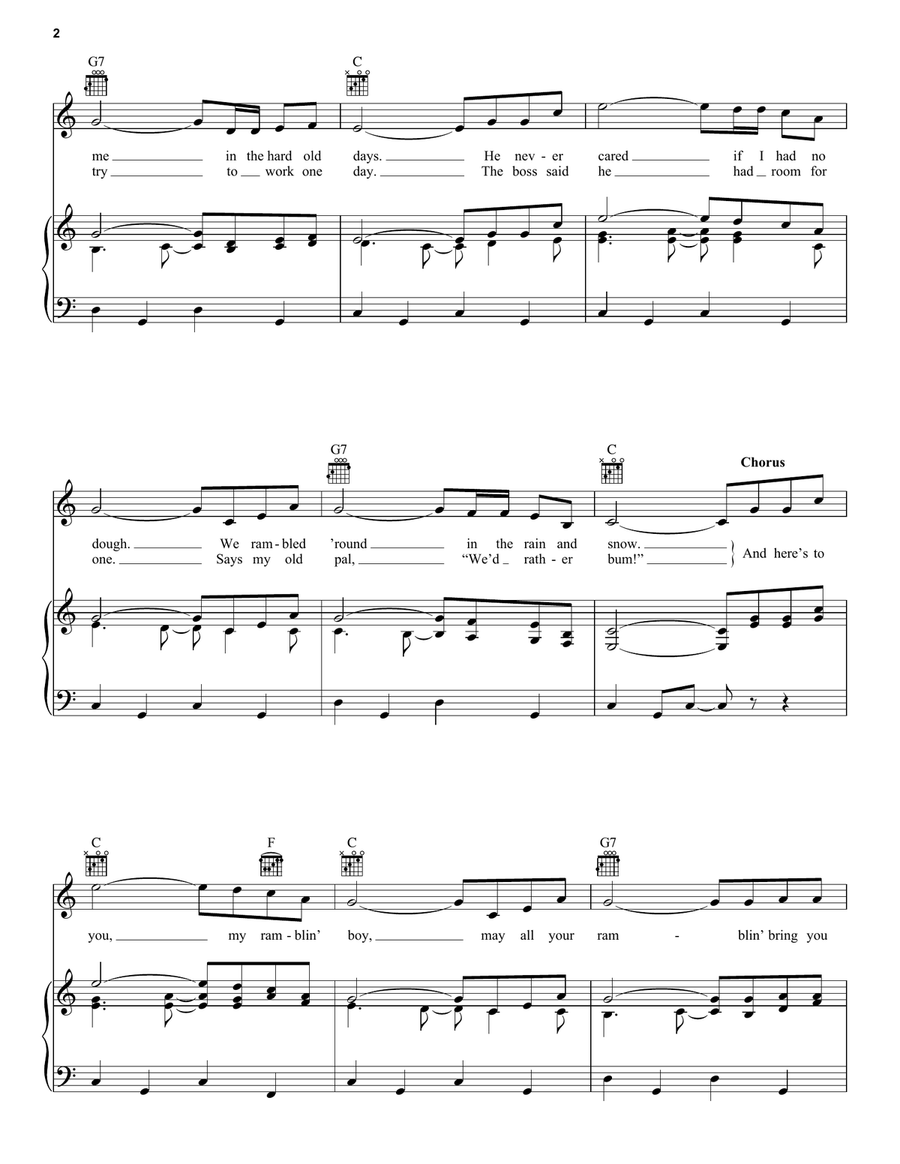 My Ramblin' Boy My Ramblin' Boy Piano, Vocal, Guitar scores gallery preview page 2