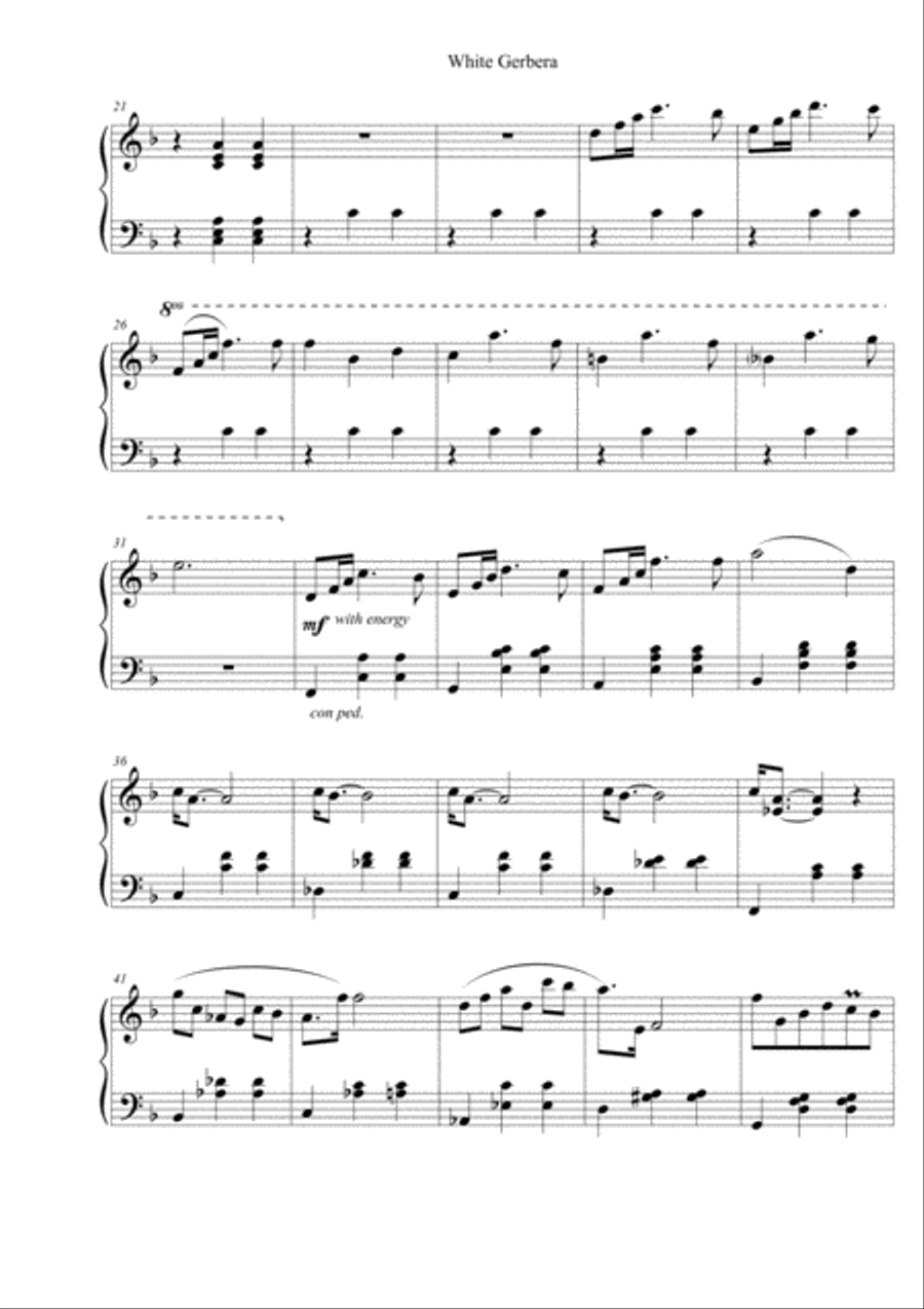 White Gerbera Piano Solo scores gallery preview page 2