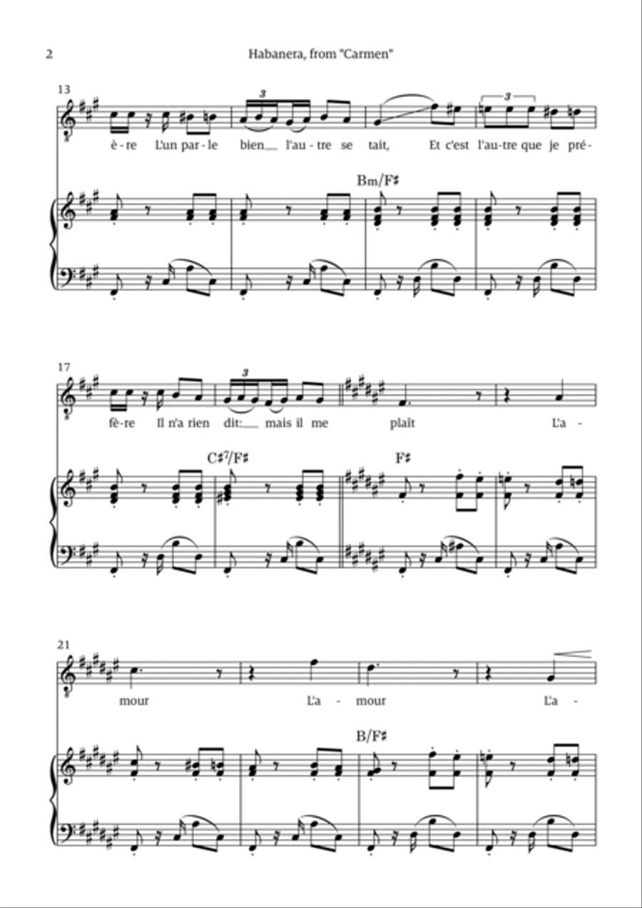 Habanera (for tenor - F# minor/major) Chamber Music scores gallery preview page 2