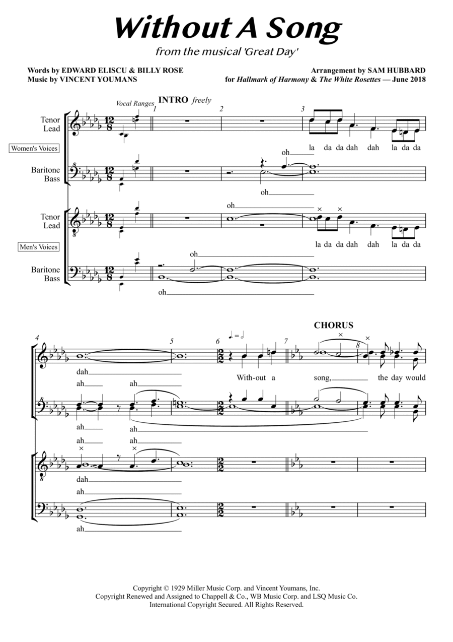 Without A Song 4-Part scores gallery preview page 1